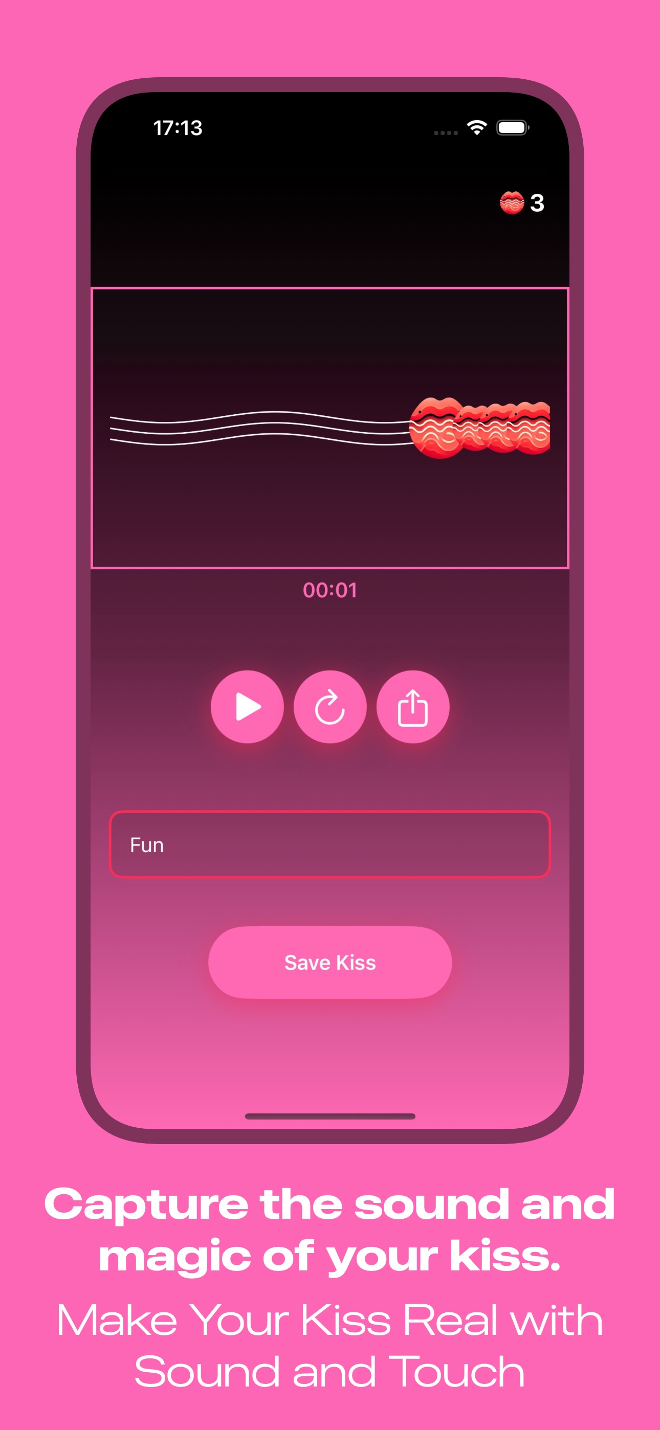 KissTouch App - Record and Send Kiss Patterns Screen